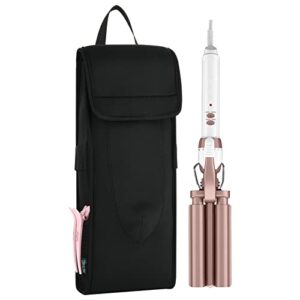 beautyflier universal neoprene travel case heat-resistant curling iron wand cover sleeve for 3 barrel curling iron wand, triple barrel curl styling waver (sleeve only, wand not included)