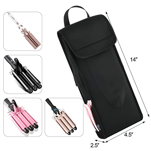 Beautyflier Universal Neoprene Travel Case Heat-Resistant Curling Iron Wand Cover Sleeve for 3 Barrel Curling Iron Wand, Triple Barrel Curl Styling Waver (Sleeve only, Wand NOT Included)