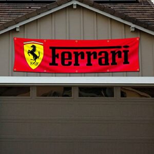 Vagair Ferrari Banner Flag (2x8ft ,Heavy Duty, Durable 150D Polyester) Brass Grommets Banner For Outdoor Room Man Cave /Garage