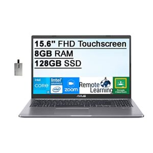2022 asus vivobook 15 15.6" fhd touchscreen laptop computer, intel core i3-1115g4 processor, 8gb ram, 128gb ssd, backlit keyboard, intel uhd graphics, vga webcam, win 10s, gray, 32gb snowbell usb card