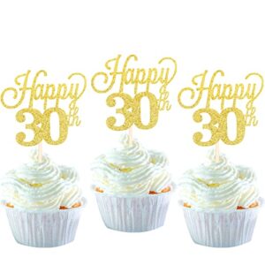 24 pack happy 30th cupcake toppers glitter number 30 cheers to 30 cupcake picks 30th birthday wedding anniversary party cake decorations supplies gold