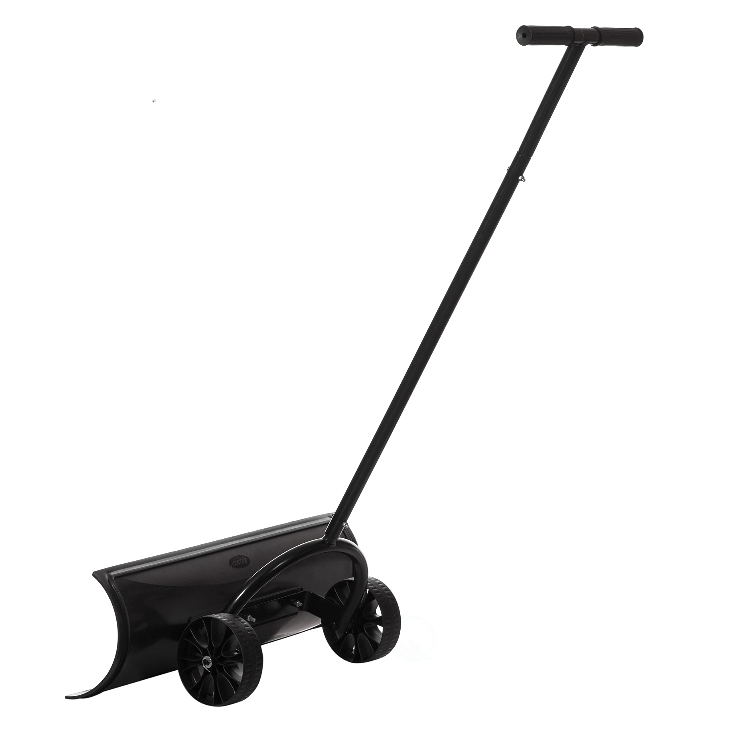 Gardenised Black Heavy Duty Snow Shovel Rolling Pusher Remover with Wheels and Wide Blades, (QI004186)