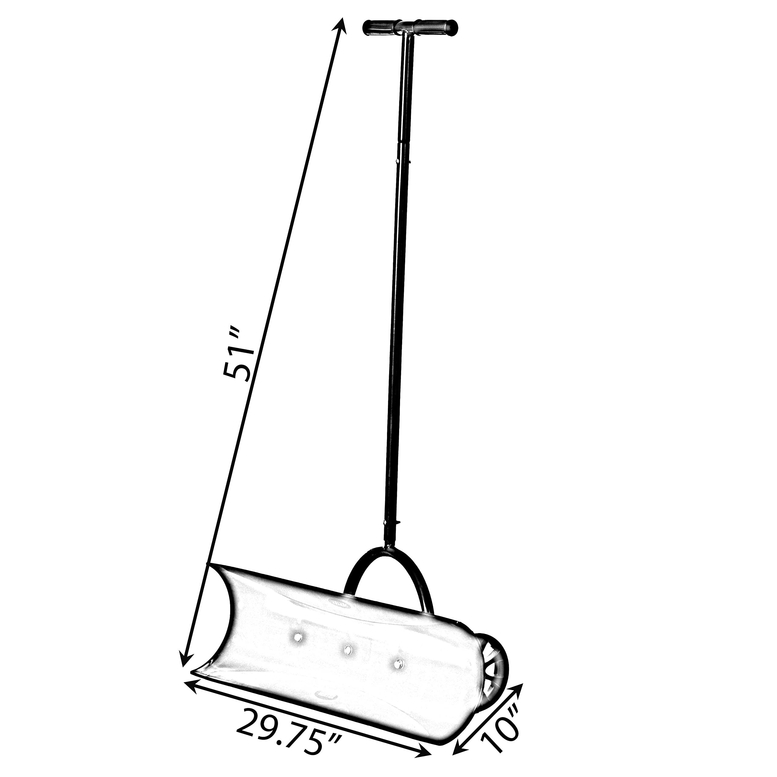 Gardenised Black Heavy Duty Snow Shovel Rolling Pusher Remover with Wheels and Wide Blades, (QI004186)