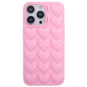 dmaos iphone 13 pro case for women, 3d pop bubble heart kawaii gel cover, cute girly for iphone13 pro 6.1 inch - baby pink