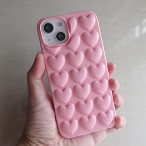 DMaos iPhone 13 Pro Case for Women, 3D Pop Bubble Heart Kawaii Gel Cover, Cute Girly for iPhone13 Pro 6.1 inch - Baby Pink