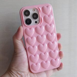 DMaos iPhone 13 Pro Case for Women, 3D Pop Bubble Heart Kawaii Gel Cover, Cute Girly for iPhone13 Pro 6.1 inch - Baby Pink