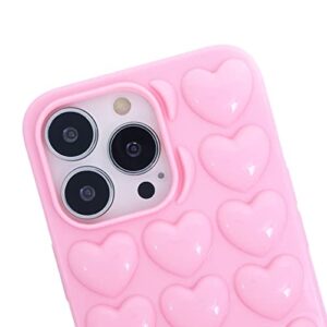 DMaos iPhone 13 Pro Case for Women, 3D Pop Bubble Heart Kawaii Gel Cover, Cute Girly for iPhone13 Pro 6.1 inch - Baby Pink