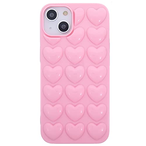 DMaos iPhone 13 Pro Case for Women, 3D Pop Bubble Heart Kawaii Gel Cover, Cute Girly for iPhone13 Pro 6.1 inch - Baby Pink