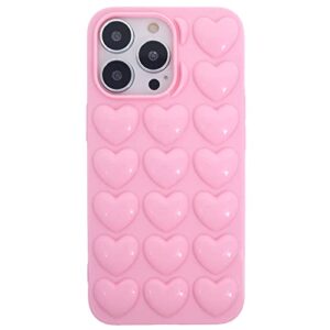 dmaos iphone 13 mini case for women, 3d pop bubble heart kawaii gel cover, cute girly for iphone13 mini 5.4 inch - baby pink