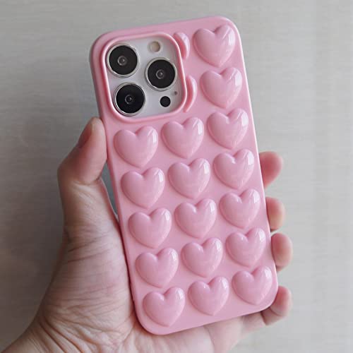 DMaos iPhone 13 Mini Case for Women, 3D Pop Bubble Heart Kawaii Gel Cover, Cute Girly for iPhone13 Mini 5.4 inch - Baby Pink