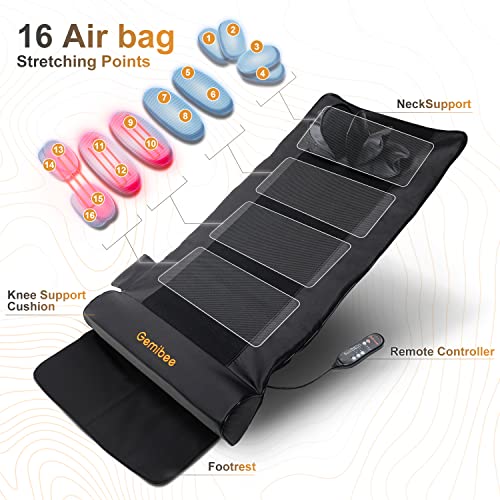 Electric Heating Back Stretching Mat - Gemibee Portable Yoga Flex Body Pain Relief Massage Mattress Bed for Neck, Waist & Hips, Muscle Soreness & Tension Relax, Foldable with Handle Home Gym
