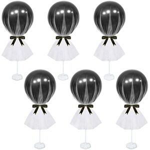 elecrainbow white black party supplies, 6 pack tutu tulle balloon centerpieces set for birthday wedding engagement bridal shower baby shower gender reveal new year table party decorations,44 units