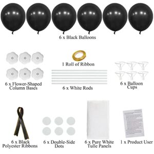Elecrainbow White Black Party Supplies, 6 Pack Tutu Tulle Balloon Centerpieces Set for Birthday Wedding Engagement Bridal Shower Baby Shower Gender Reveal New Year Table Party Decorations,44 Units
