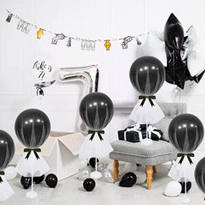Elecrainbow White Black Party Supplies, 6 Pack Tutu Tulle Balloon Centerpieces Set for Birthday Wedding Engagement Bridal Shower Baby Shower Gender Reveal New Year Table Party Decorations,44 Units