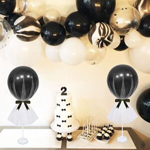 Elecrainbow White Black Party Supplies, 6 Pack Tutu Tulle Balloon Centerpieces Set for Birthday Wedding Engagement Bridal Shower Baby Shower Gender Reveal New Year Table Party Decorations,44 Units