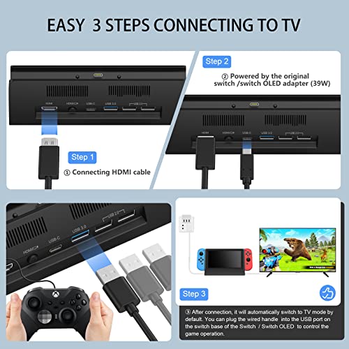 KEKUCULL TV Docking Station for Switch,Portable Switch OLED Dock,Switch Docking Station with 4K/1080P HDMI Adapter and USB 3.0 Port,Replacement for Official Switch Dock