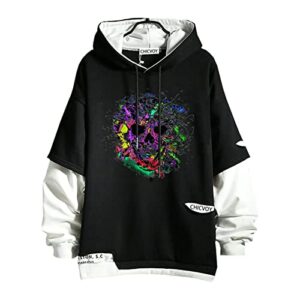 chicvoy death skeleton hoodie skull zip up hoodies gothic y2k long sleeve tops harajuku streetwear hip hop hooded pullover