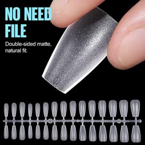 TOMICCA Soft Gel Nail Tips, 360pcs 15 Sizes Full Matte Coffin Nail Tips, Medium Full Cover Acrylic Nail Tips Pre-Shape False Fake Nail Tips For Easy And Fast Nail Extension Kit Diy Nail Salon