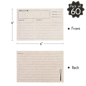 LotFancy Recipe Cards, 4x6 Inch, 60 Count, Double Sided, Blank Recipe Cardstock, Vintage Recipe Index Cards