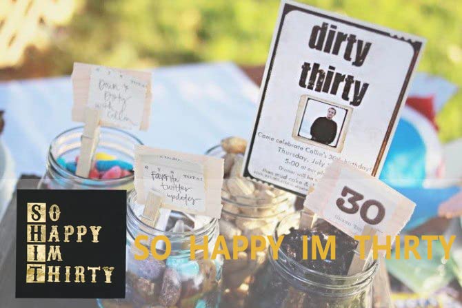 So Happy Im Thirty Napkins, 30th Birthday Napkins, Black Gold 30th Birthday Cocktail Napkins, Men Women 30th Birthday Party Decorations, Cheers to 30 Years, 30 Fabulous Party Decor (5 x 5 In,50-Pack)