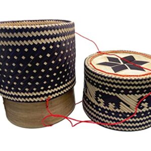 CraftCurl Bamboo Rice Steamer serving Basket kratip Container Handmade Kitchen Decor Elephant Design Handwoven use for serving Sticky Rice in Thai Thailand Laos Asian cuisine(Small size 5 inches)