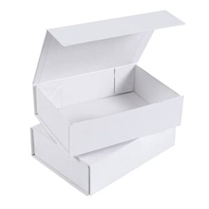 nignya magnetic gift box white 7x5x2 inches 2 pack gift boxes magnetic lids cardboard gift boxes bridesmaid proposal box for presents, wedding, birthday, party