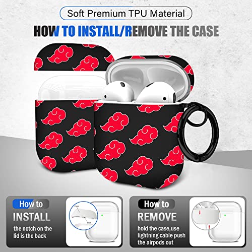 Maxjoy for Airpods Case Cover,Cartoon Cute Anime Design Airpods 1/2 Case Cover for Air Pods Men Boys Girls Kids,Kawaii Red Cloud Cases for Apple Airpods 1/2