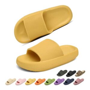 geweo cloud slippers for women men thicken sole pillow cushion slides super comfy soft memory foam slides non slip house shower slides sandals plastic yellow slides unisex 8-9women/7-8men