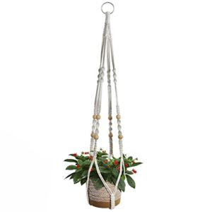 hobbymate macrame hanging plant holder without plant pot, indoor & outdoor plant hangers with ceiling hooks