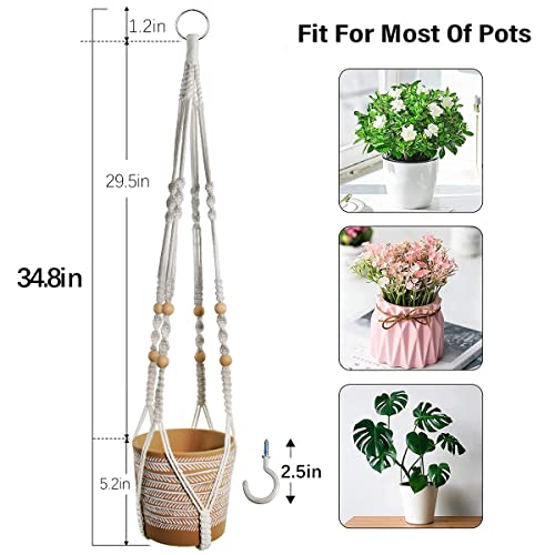 HOBBYMATE Macrame Hanging Plant Holder Without Plant Pot, Indoor & Outdoor Plant Hangers with Ceiling Hooks