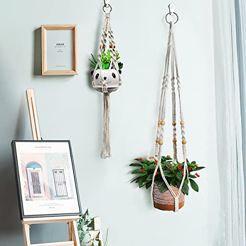 HOBBYMATE Macrame Hanging Plant Holder Without Plant Pot, Indoor & Outdoor Plant Hangers with Ceiling Hooks