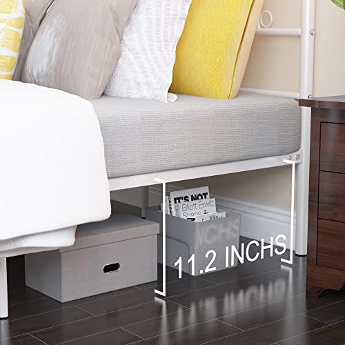 Weehom Full Size Bed Frame White,Unique Flower Design Metal Platform Bed Best for Boys Girls Teens Students Adults Under Bed Storage No Noise