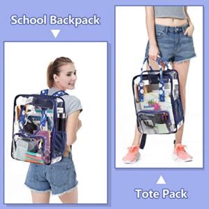 VASCHY Clear backpack for Women, Heavy Duty Transparent See Through Stadium Approved Square Backpack for Teen Girls Bookbag Schoolbag Daisy