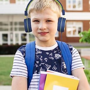 VotYoung Kids Headphones with Microphone, 2 Pack Kids Headphones for Kids Teens with Sharing Splitter, Wired Kids Headset with 91dB Volume Limit, Stereo On-Ear Headset for School/Tablet/Travel