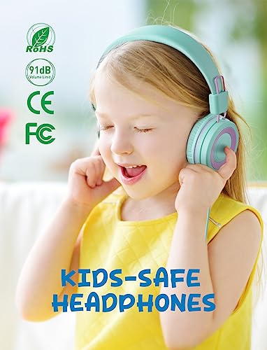 VotYoung Kids Headphones with Microphone, 2 Pack Kids Headphones for Kids Teens with Sharing Splitter, Wired Kids Headset with 91dB Volume Limit, Stereo On-Ear Headset for School/Tablet/Travel