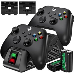 controller charger station for xbox series x|s/xbox one/x/s/elite/core, dual xbox 1 charging dock station for xbox one controller battery pack with 2x1800mah rechargeable battery & 4 battery cover kit