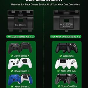 Controller Charger Station for Xbox Series X|S/Xbox One/X/S/Elite/Core, Dual Xbox 1 Charging Dock Station for Xbox One Controller Battery Pack with 2x1800mAh Rechargeable Battery & 4 Battery Cover Kit