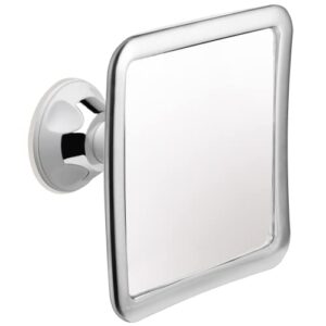 mirrorvana fogless shower mirror for shaving with upgraded suction, anti fog shatterproof surface and 360° swivel, 6.3" x 6.3" (chrome)