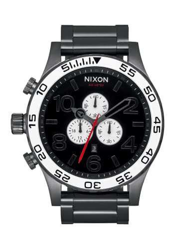 NIXON 51-30 Chrono A083 - Black/White/Gunmetal - 300m Water Resistant Men's Analog Fashion Watch (51mm Watch Face, 25mm Stainless Steel Band)