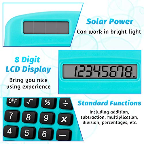 Pocket Size Calculator 8 Digit Display Basic Calculator Solar Battery Dual Power Mini Calculator for Desktop Home Office School Students Kids, 6 Colors (24 Pieces)