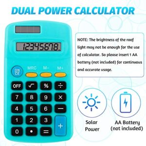 Pocket Size Calculator 8 Digit Display Basic Calculator Solar Battery Dual Power Mini Calculator for Desktop Home Office School Students Kids, 6 Colors (24 Pieces)