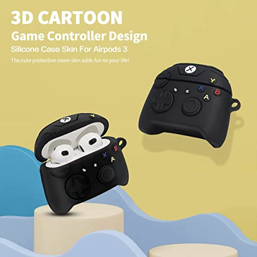 ZOICIP Cute Cover for Airpods 3 Case, 8in1 Accessories Set Protective Air pod 3 (2021) Cover, 3D Cartoon Fashion Funny Game Controller Silicone Case for Airpods 3 3rd Generation for Boys Girls(Black)