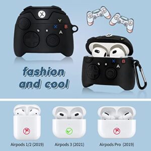 ZOICIP Cute Cover for Airpods 3 Case, 8in1 Accessories Set Protective Air pod 3 (2021) Cover, 3D Cartoon Fashion Funny Game Controller Silicone Case for Airpods 3 3rd Generation for Boys Girls(Black)