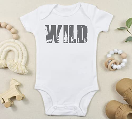 Wild Baby Bodysuit, Adventure Baby Clothes, Wild Baby Shirt, Nature Lover Hiking Baby Shower Gift, Mountain Shirt (12M Long Sleeve Bodysuit) (0-3M Short Sleeve Bodysuit)