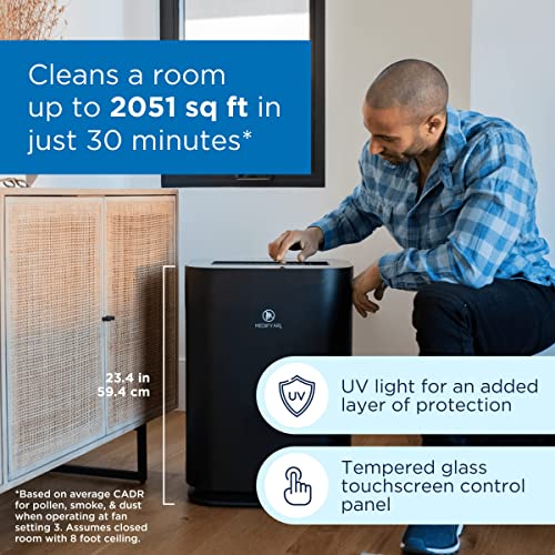 Medify Air MA-125 Air Purifier with True HEPA H14 Filter | 2,051 sq ft Coverage | for Allergens, Wildfire Smoke, Dust, Odors, Pollen, Pet Dander | Quiet 99.9% Removal to 0.1 Microns | Black, 1-Pack