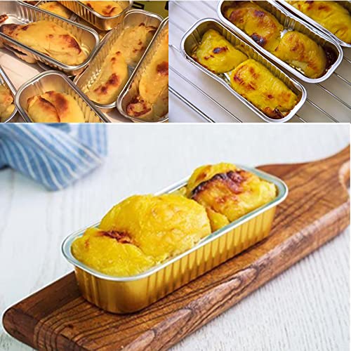 Frcctre 50 Pack Mini Loaf Pan with Lid, 6.8 OZ Disposable Aluminum Foil Baking Pan Bread Tins Baking Cups Muffin Tins Cupcake Cups for Baking Cakes Bread Loaf Brownie