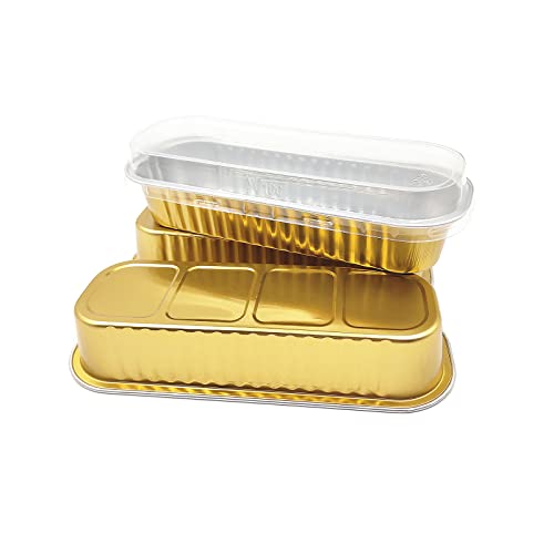 Frcctre 50 Pack Mini Loaf Pan with Lid, 6.8 OZ Disposable Aluminum Foil Baking Pan Bread Tins Baking Cups Muffin Tins Cupcake Cups for Baking Cakes Bread Loaf Brownie