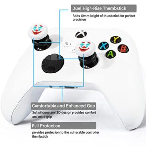 Playrealm FPS Thumbstick Extender &Texture Rubber Silicone Grip Cover 2 Sets for Xbox Series X/S & Xbox One Controller(Joker White)