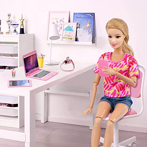 LCXYYY Dollhouse Miniature Laptop Computer Tablet Phone Simulation Accessories, 1:6 Scale Dollhouse Accessories Dolls Play Sets