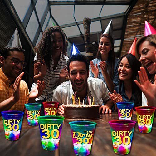 22 Pcs Glow Birthday Party Supplies,Dirty 30 Cups,Glowing Cups,Light Up Night Event Favor for 30th,Birthday Decorations(Dirty & It My Dirty 30) 16oz Flashing Cups Count (Pack of 1)